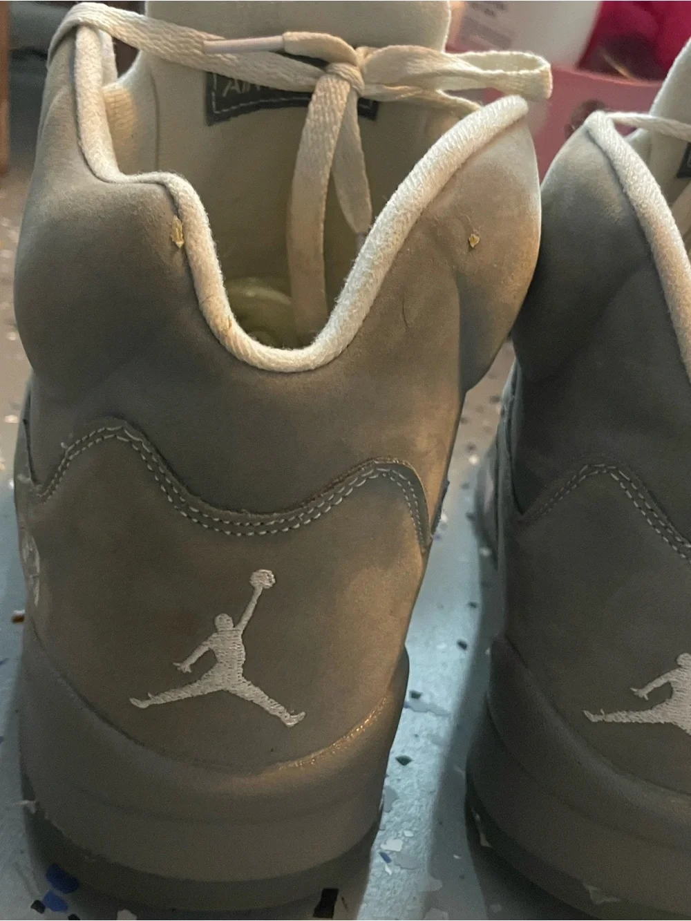 Jordan Grey Suede High-Top Sneakers with White Laces